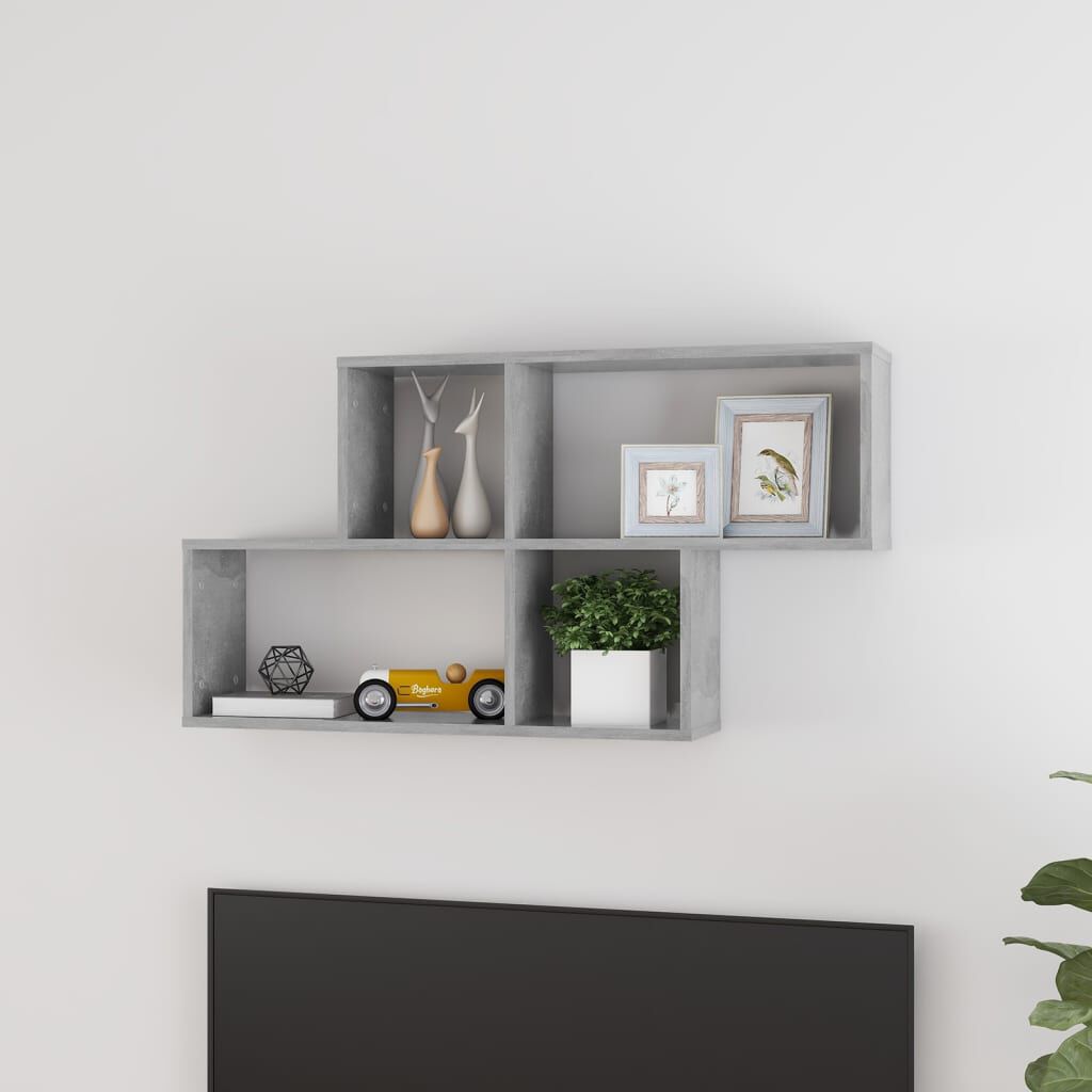 vidaXL Ράφι Τοίχου Γκρι Σκυροδέματος 100 x 18 x 53 εκ. από Επεξ. Ξύλο