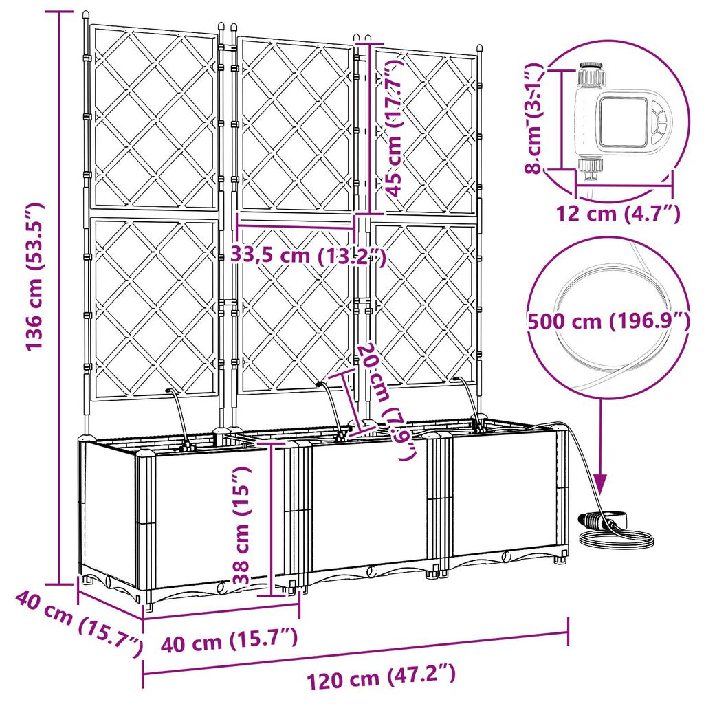 vidaXL Ζαρντινιέρες κήπου Καφέ 120 x 40 x 142 cm Ατσάλι