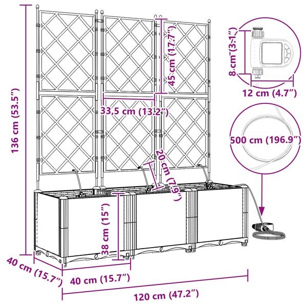vidaXL Ζαρντινιέρες κήπου Καφέ 120 x 40 x 142 cm Ατσάλι