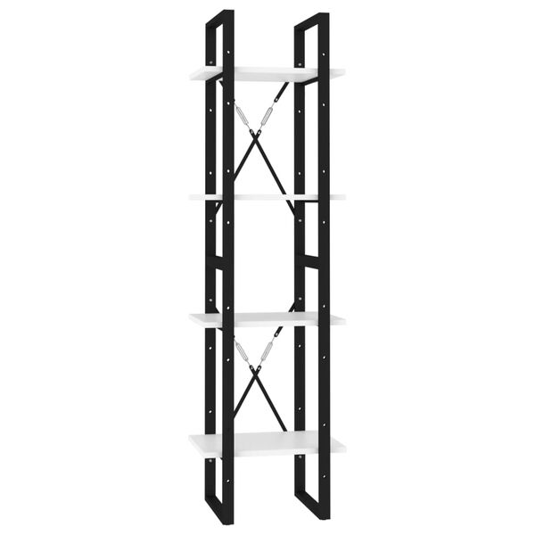 vidaXL Βιβλιοθήκη με 4 Ράφια Λευκή 40 x 30 x 140 εκ. από Επεξ. Ξύλο
