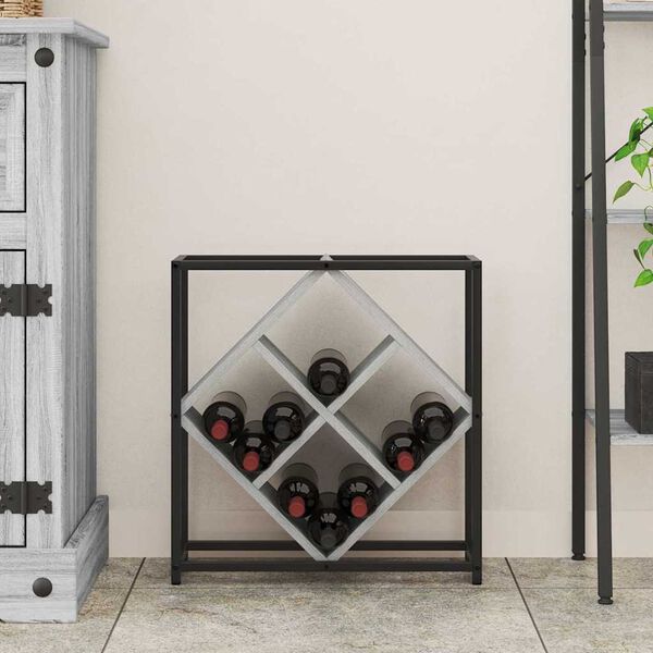 vidaXL Ράφι Κρασιού Γκρι 51 x 18 x 52.5 εκ. Επεξεργασμένο ξύλο