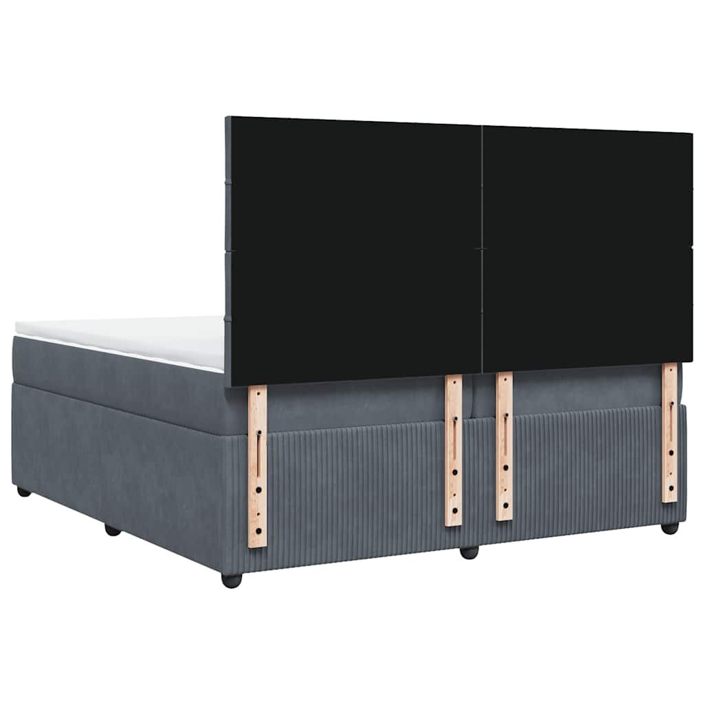 vidaXL Κρεβάτι Boxspring με Στρώμα Σκούρο Γκρι 200x200 εκ. Βελούδινο