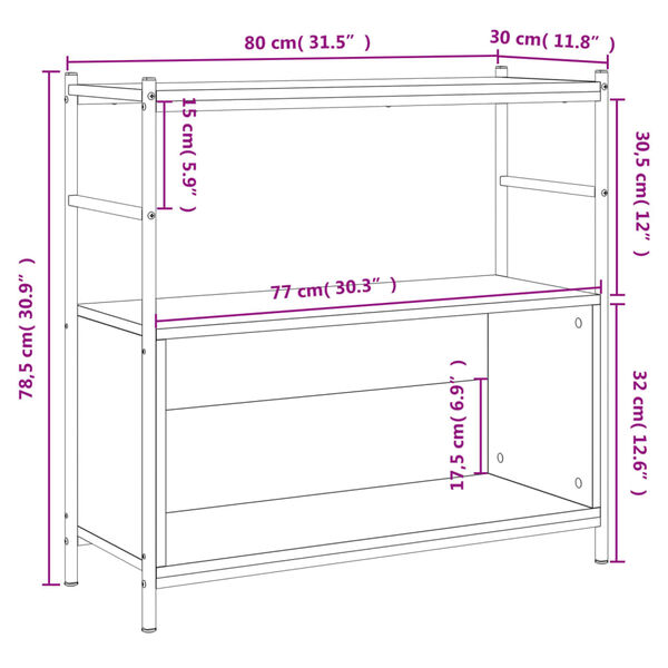 vidaXL Βιβλιοθήκη Μαύρη 80x30x78,5 εκ. Επεξεργασμένο Ξύλο / Σίδηρος