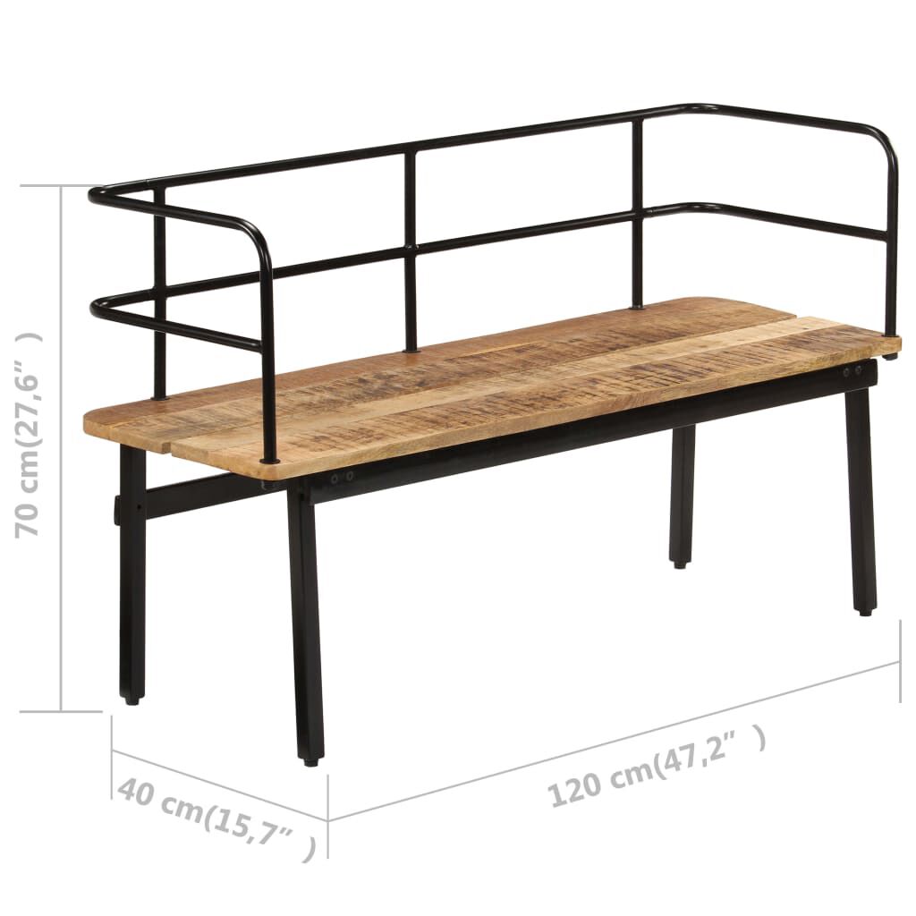 vidaXL Παγκάκι 120 x 40 x 70 εκ. από Μασίφ Ξύλο Μάνγκο