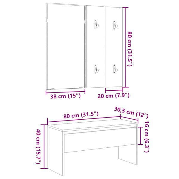 vidaXL σετ επίπλων διαδρόμου Artisan Oak Engineered Wood