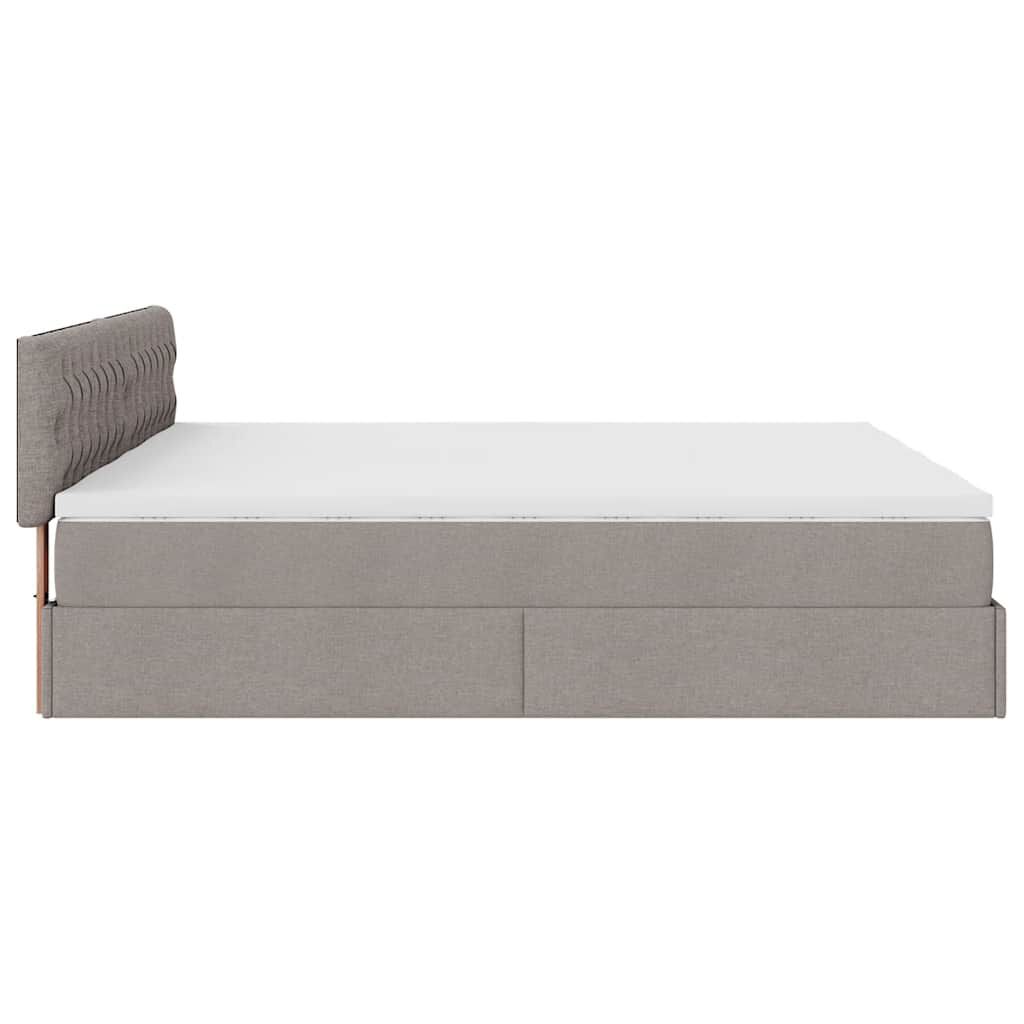 vidaXL Οθωμανικό κρεβάτι με στρώματα Taupe 200x200cm ύφασμα