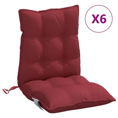 vidaXL Μαξιλάρια Καρέκλας Χαμηλή Πλάτη 6 τεμ. Μπορντό Ύφασμα Oxford