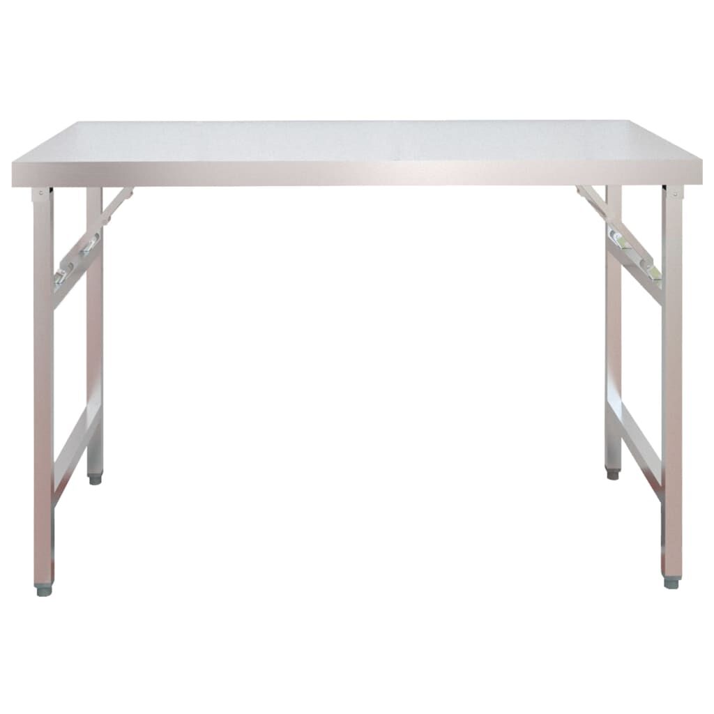 vidaXL Πάγκος Εργασίας Κουζίνας με Ράφι 120x60x115 εκ. Ανοξείδ. Ατσάλι