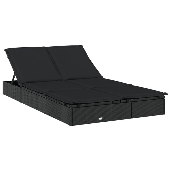 vidaXL Ξαπλώστρα 2 Ατόμων Πτυσ. Οροφή Μαύρη 213x118x97 εκ Συνθ. Ρατάν