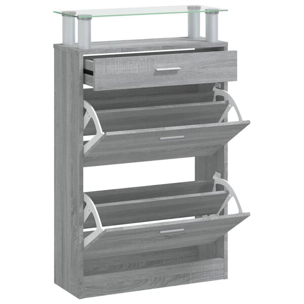 vidaXL Παπουτσοθήκη Γκρι Sonoma 63x24x104 εκ. από Επεξεργασμένο Ξύλο