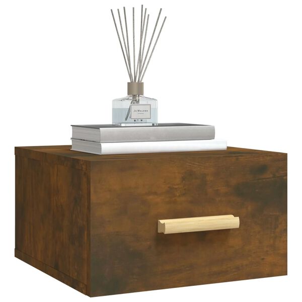 vidaXL Κομοδίνα Επιτοίχια 2 τεμ. Καπνιστή Δρυς 35x35x20 εκ.