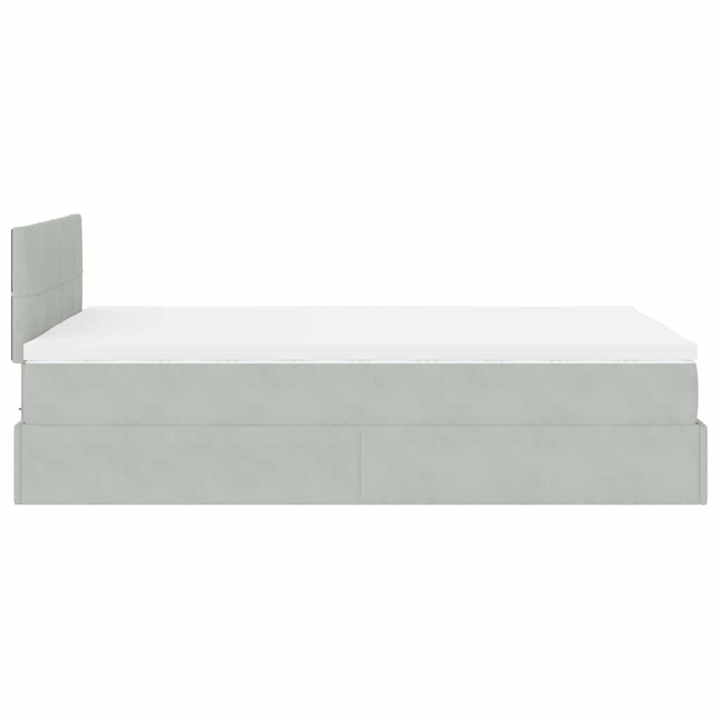 vidaXL Οθωμανικό κρεβάτι με στρώμα&LEDs Ανοιχτό γκρι 120x200cm Βελούδο