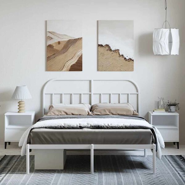 vidaXL Πλαίσιο Κρεβατιού με Κεφαλάρι Λευκό 150 x 200 εκ. Μεταλλικό