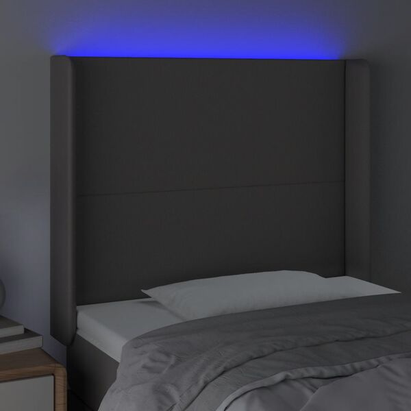vidaXL Κεφαλάρι Κρεβατιού LED Γκρι 83x16x118/128 εκ. Συνθετ. Δέρμα