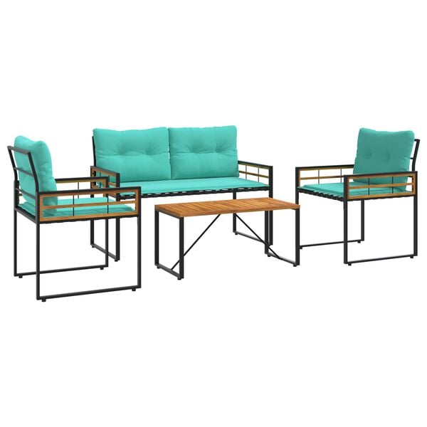 vidaXL Σετ Εξωτερικών Επίπλων με μαξιλάρι 4 pcs Τιρκουάζ