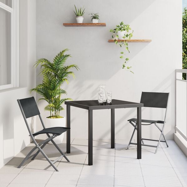 vidaXL Σετ Τραπεζαρίας Κήπου 5 Τεμ Μαύρο Τεξτιλέν και Χάλυβας