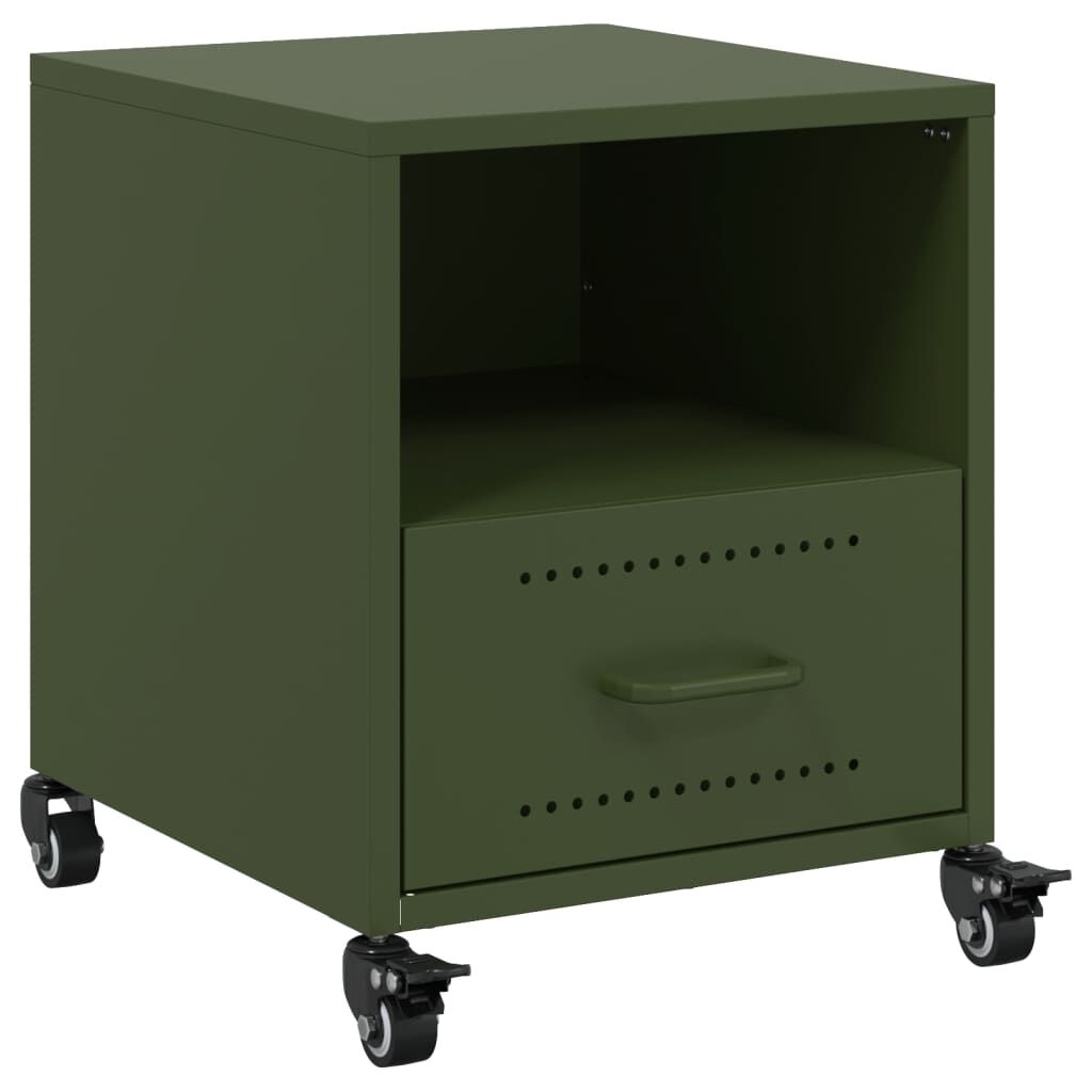 vidaXL Κομοδίνο Πράσινο Λαδί 36x39x43,5 εκ. από Χάλυβα