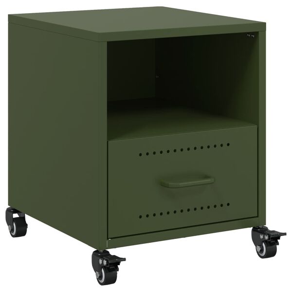 vidaXL Κομοδίνο Πράσινο Λαδί 36x39x43,5 εκ. από Χάλυβα