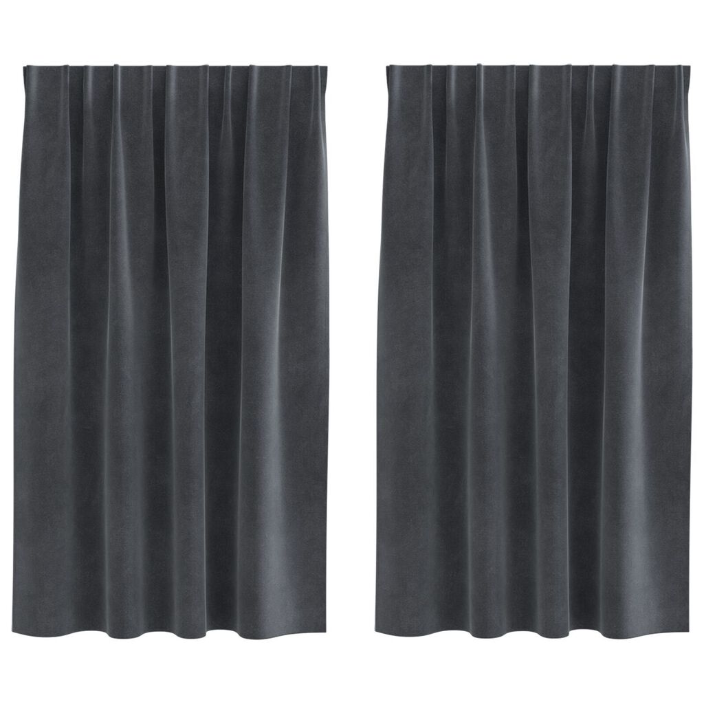 Curtains Blackout vidaXL με Ταινία Κορυφής 2 τεμάχια Ανοιχτό Γκρι Βελούδο