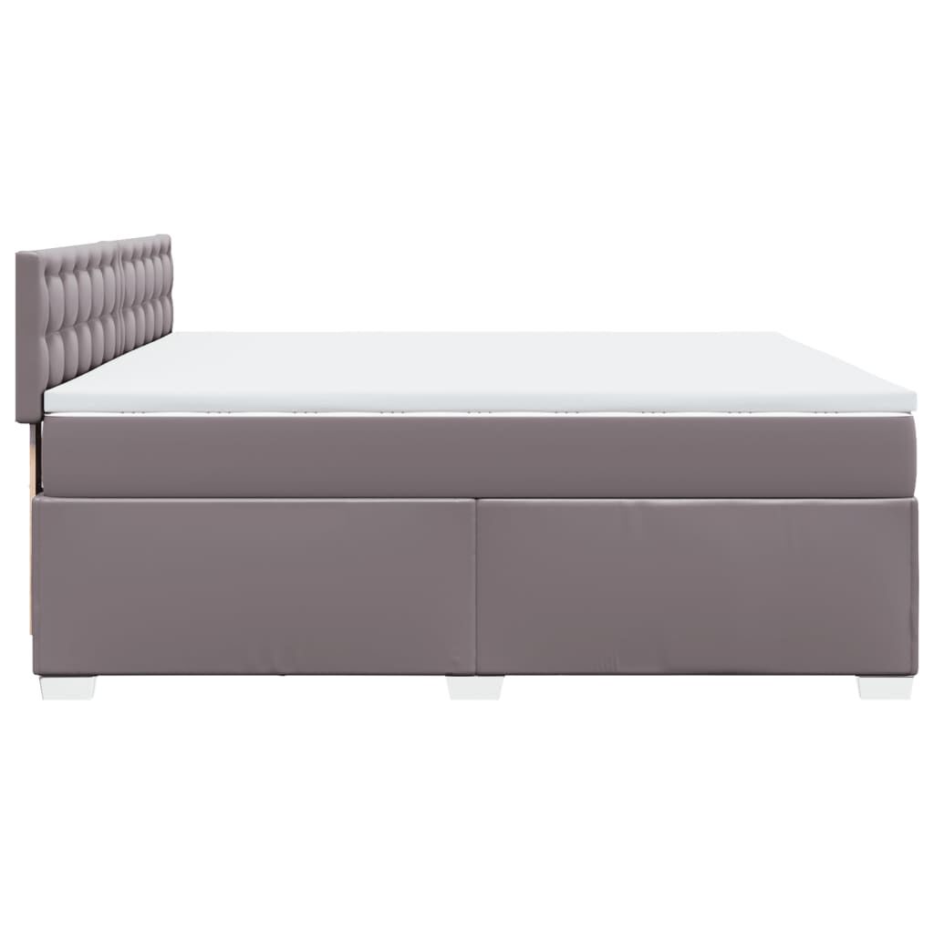 vidaXL Κρεβάτι Boxspring με Στρώμα Γκρι 200x200 εκ. Συνθετικό Δέρμα