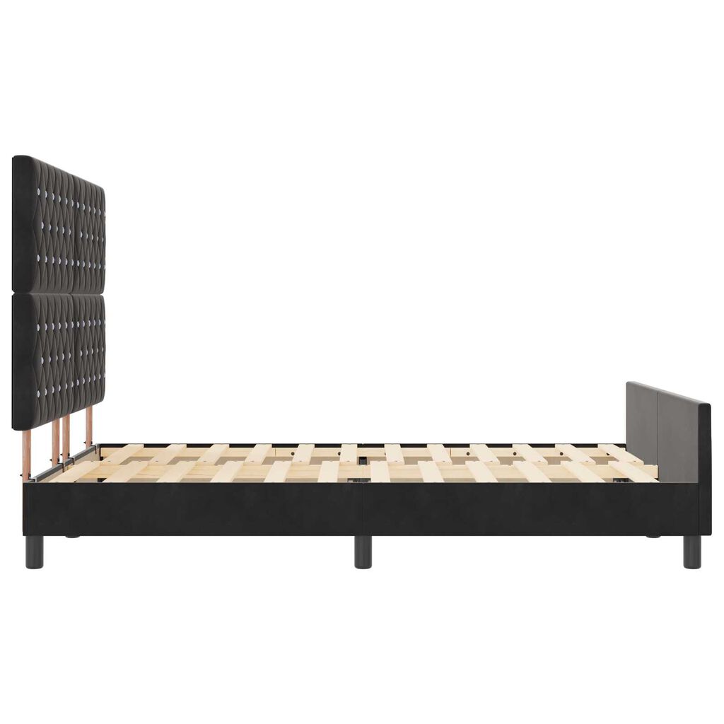 vidaXL Σκελετός Κρεβατιού με κεφαλάρι Μαύρο 140 x 190 cm Βελούδο