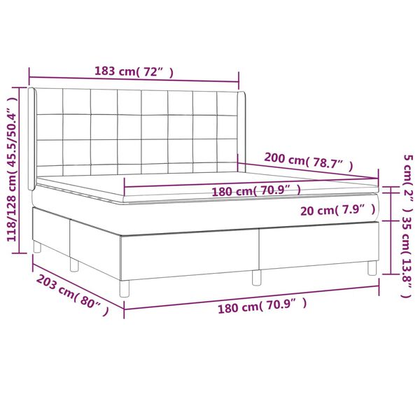 vidaXL Κρεβάτι Boxspring με Στρώμα Taupe 180x200 εκ. Υφασμάτινο