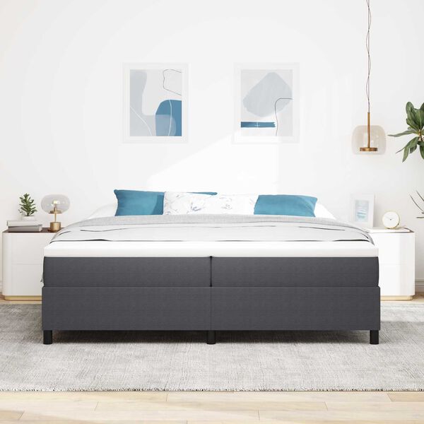vidaXL Κρεβάτι Box Spring με Στρώμα σε Σκούρο Γκρι, 200 x 200 εκ, Ύφασμα Κορντούρας.