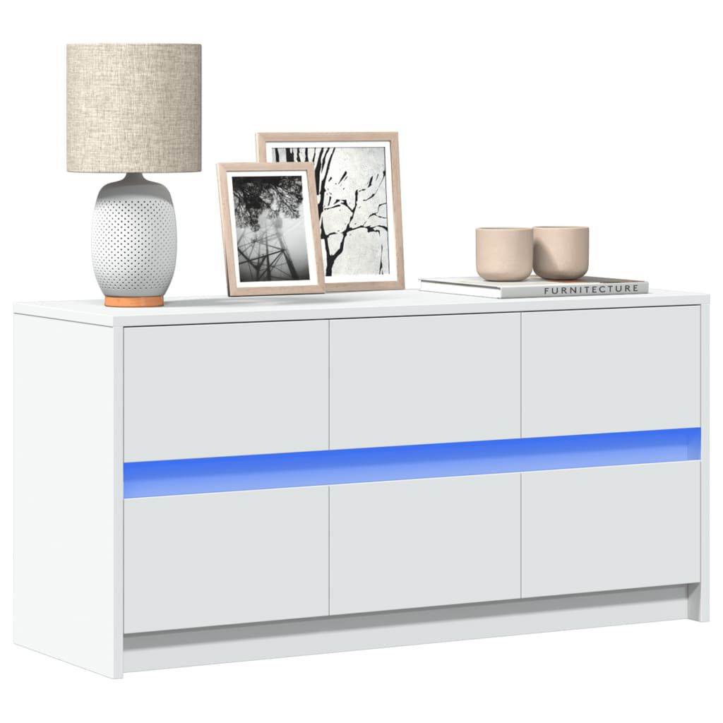 vidaXL Έπιπλο Τηλεόρασης με LED Λευκό 100x34x50 εκ. από Επεξ. Ξύλο