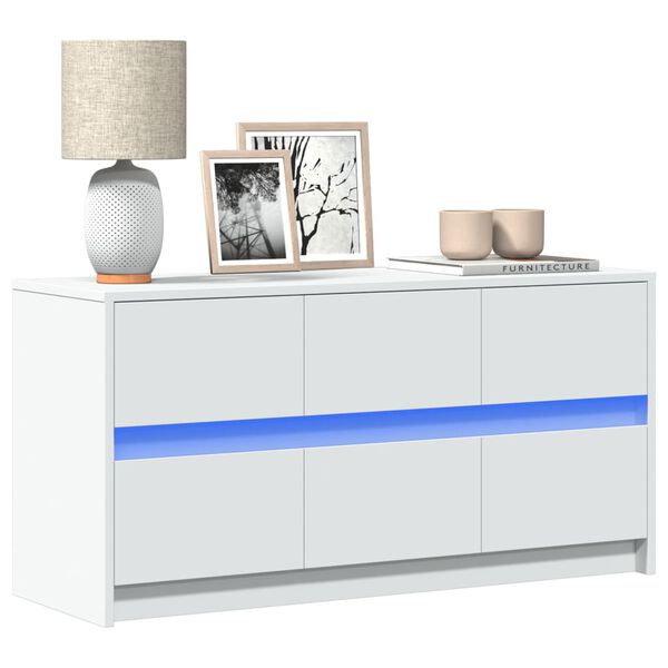 vidaXL Έπιπλο Τηλεόρασης με LED Λευκό 100x34x50 εκ. από Επεξ. Ξύλο