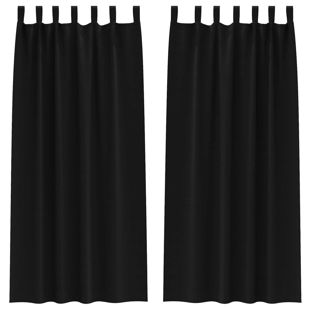 vidaXL Κουρτίνες με κουρτίνες 2 pcs Μαύρο 245 x 140 εκ. Πολυεστέρας