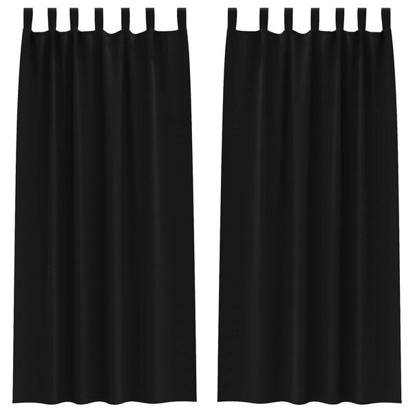 vidaXL Κουρτίνες με κουρτίνες 2 pcs Μαύρο 245 x 140 εκ. Πολυεστέρας