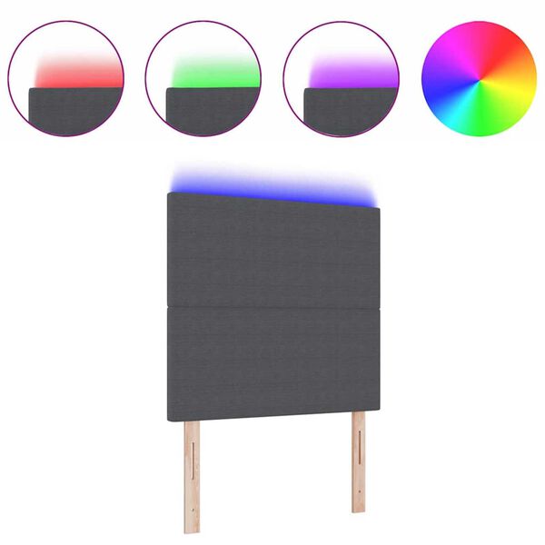 vidaXL LED κεφαλάρι με φώτα λωρίδας LED Σκούρο γκρι 100 cm ύφασμα