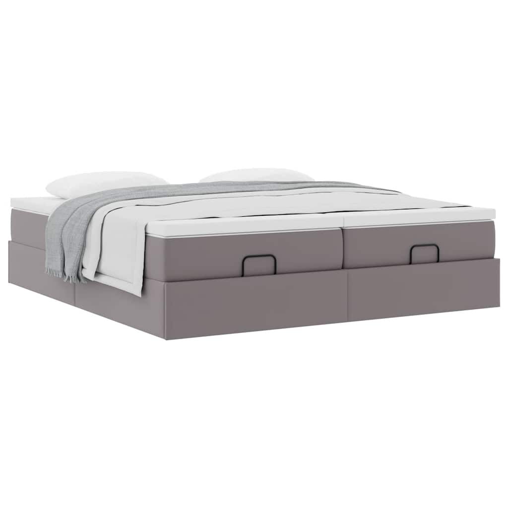 vidaXL Οθωμανικό κρεβάτι με στρώματα Γκρι 200x200cm Faux Leather
