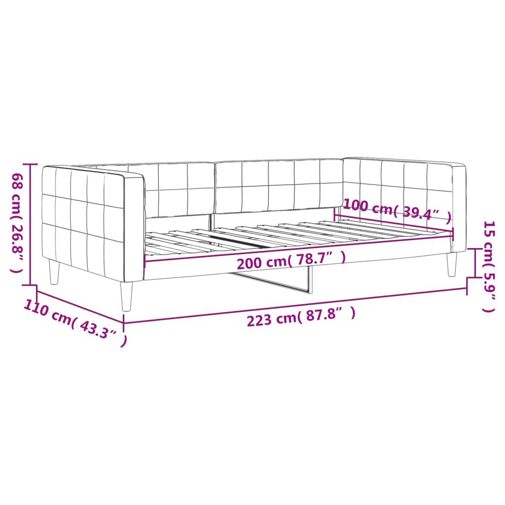 vidaXL Καναπές Κρεβάτι Μαύρος 100 x 200 εκ. Βελούδινος