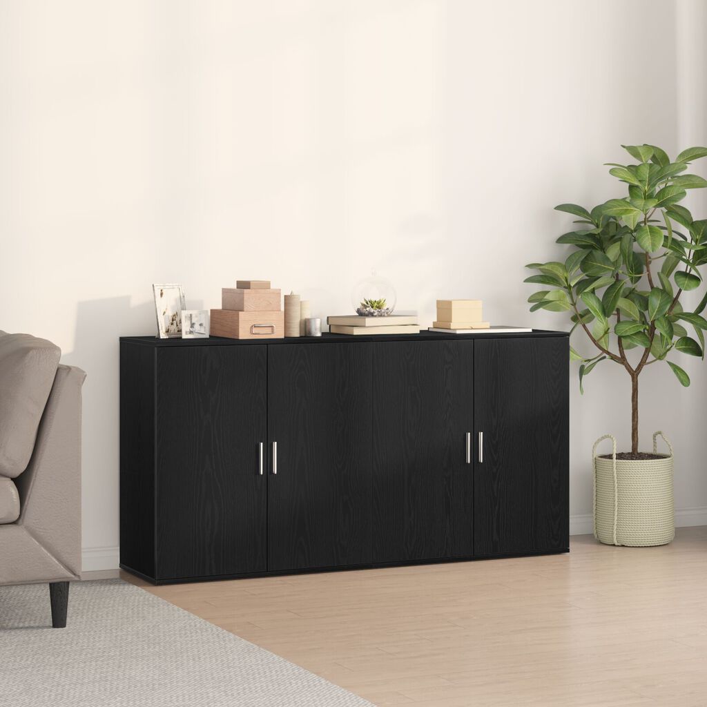 vidaXL Μπουφέδες 2 τεμάχια Μαύρος Δρύς 79x38x80 εκ Επεξεργασμένο Ξύλο