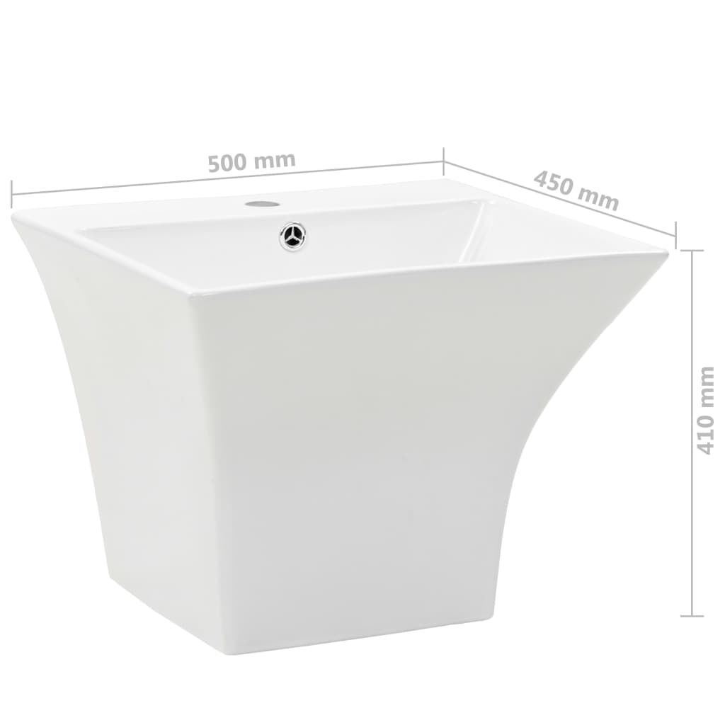 vidaXL Νιπτήρας Επιτοίχιος Λευκός 500 x 450 x 410 χιλ. Κεραμικός