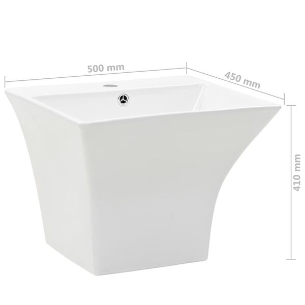 vidaXL Νιπτήρας Επιτοίχιος Λευκός 500 x 450 x 410 χιλ. Κεραμικός