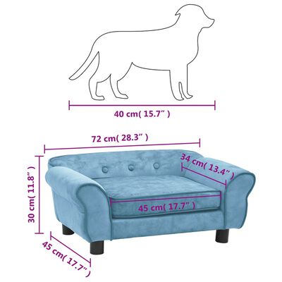 vidaXL Καναπές - Κρεβάτι Σκύλου Τιρκουάζ 72 x 45 x 30 εκ. Βελουτέ