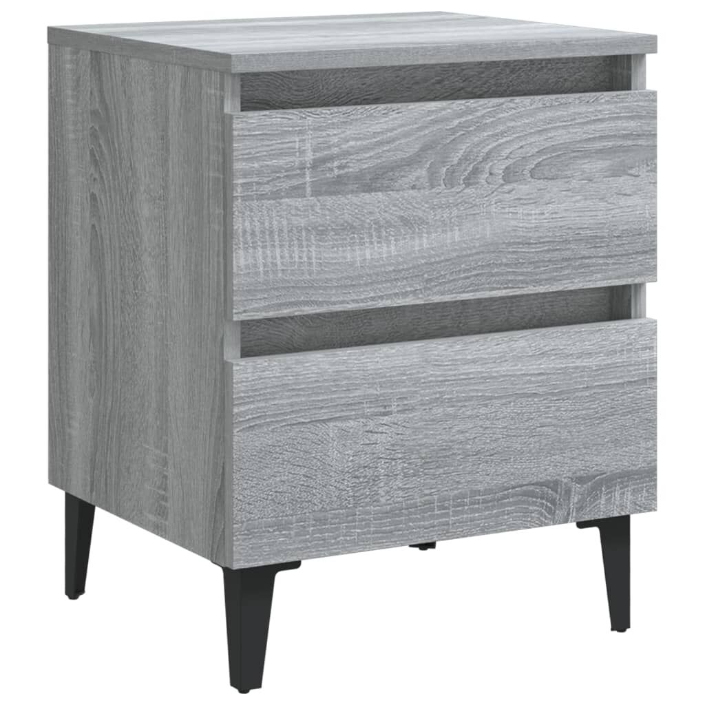 vidaXL Κομοδίνα 2 τεμ. Γκρι Sonoma 40 x 35 x 50 εκ. με Μεταλλικά Πόδια
