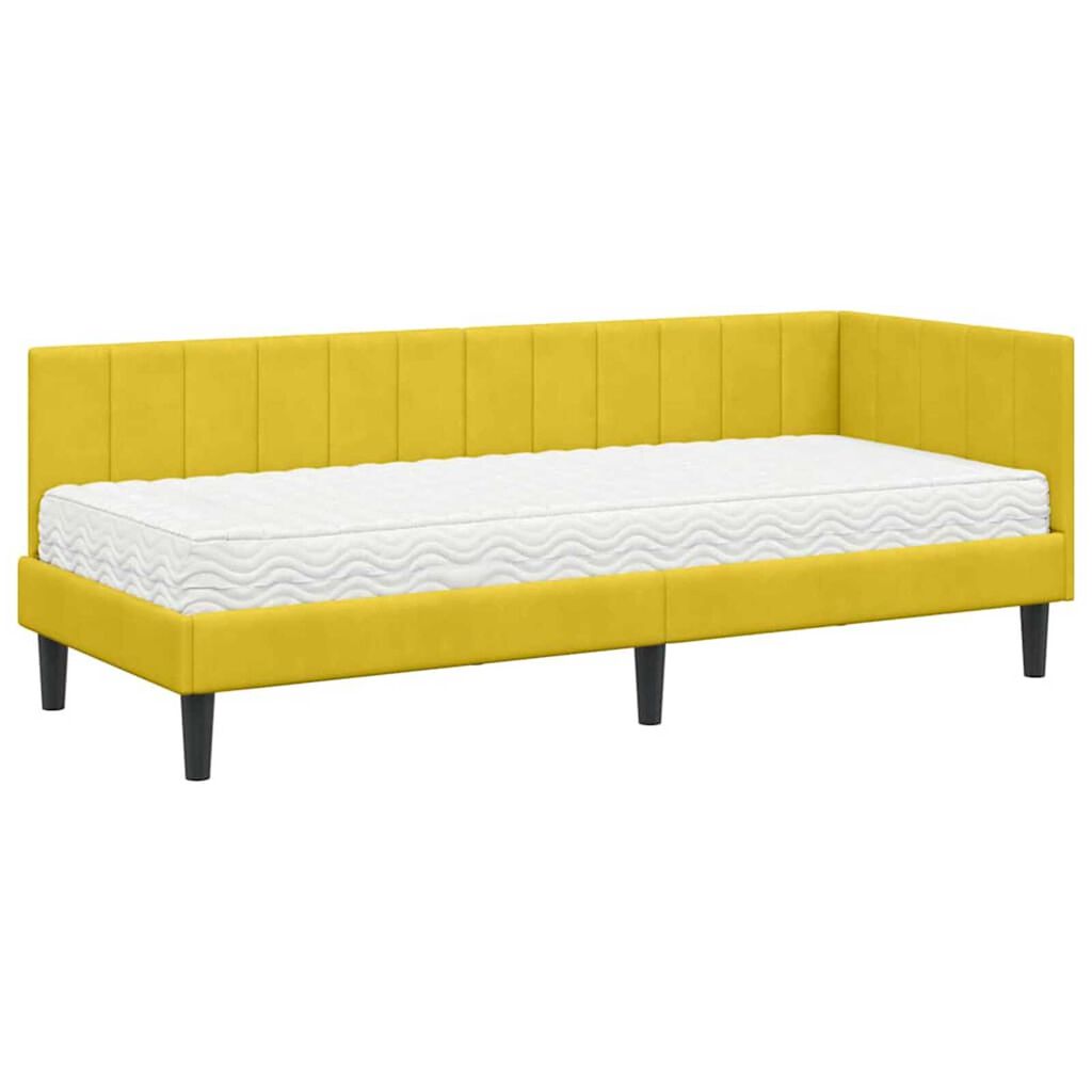 vidaXL Κρεβάτι Γωνίας με στρώμα Κίτρινο 80 x 200 cm Βελούδο