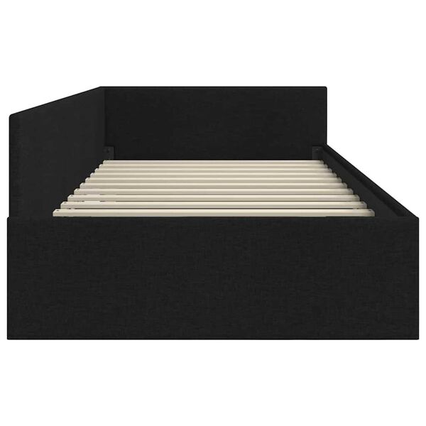 vidaXL Κρεβάτι Γωνίας Μαύρο 80 x 200 cm Ύφασμα και Έργο ξύλου