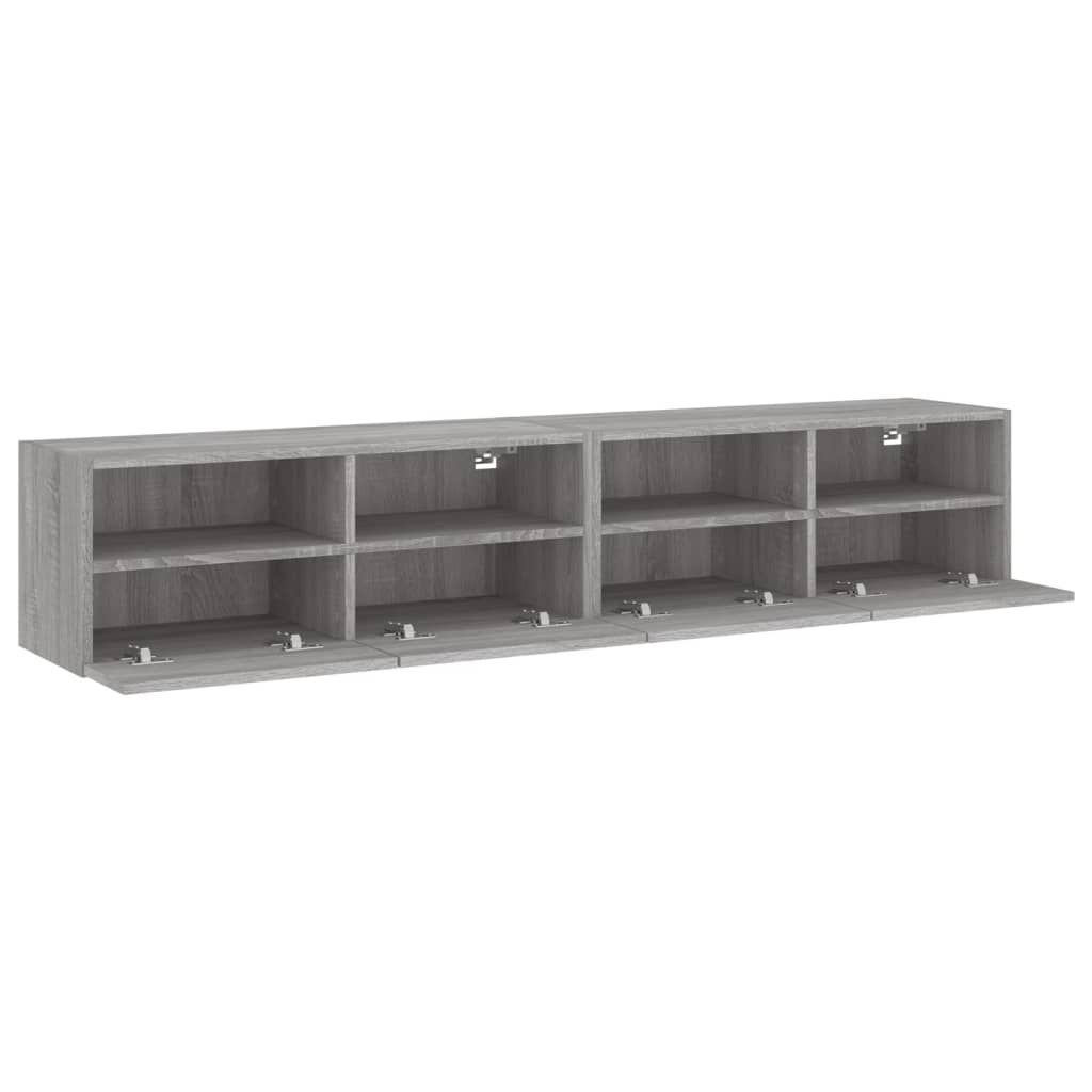 vidaXL Ντουλάπια Τοίχου Τηλ. 2 τεμ. Γκρι Sonoma 80x30x30εκ. Επεξ. Ξύλο