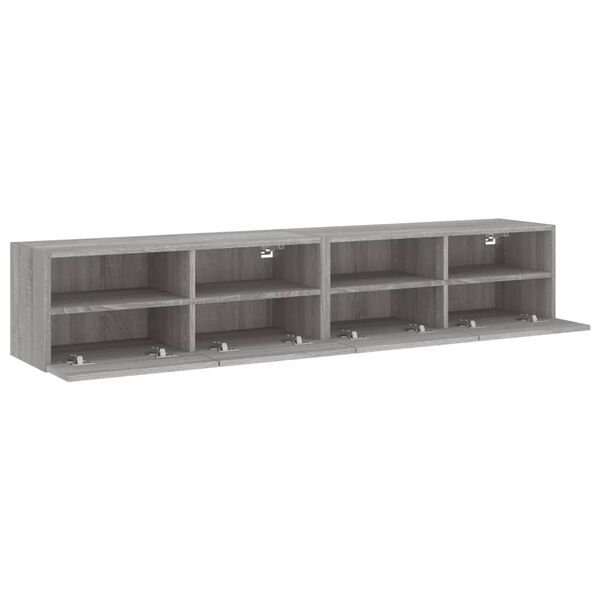 vidaXL Ντουλάπια Τοίχου Τηλ. 2 τεμ. Γκρι Sonoma 80x30x30εκ. Επεξ. Ξύλο