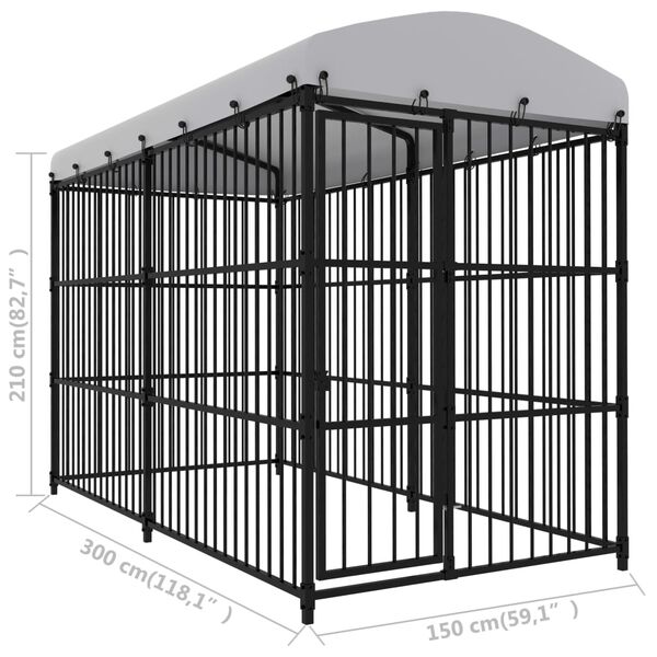 vidaXL Κλουβί Σκύλου Εξωτερικού Χώρου 300x150x210 εκ. με Στέγαστρο