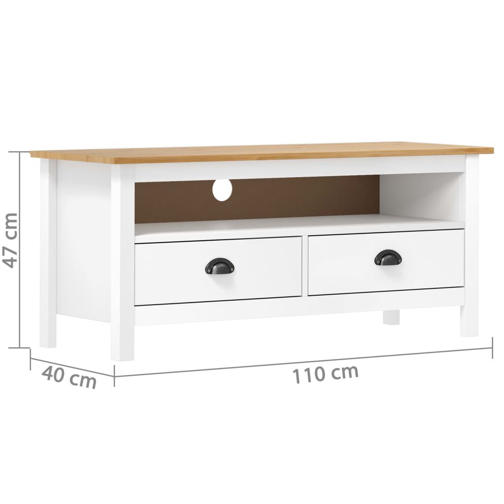 vidaXL Έπιπλο Τηλεόρασης Hill Λευκό 110x40x47 εκ. Ξύλο Πεύκου