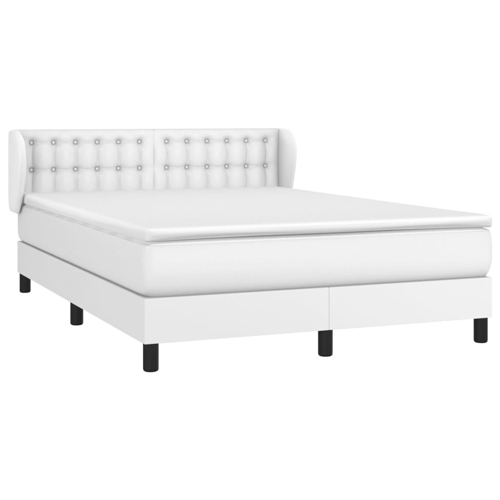 vidaXL Κρεβάτι Boxspring με Στρώμα Λευκό 140x190εκ.από Συνθετικό Δέρμα