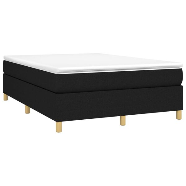 vidaXL Κρεβάτι Boxspring με Στρώμα Μαύρο 140x190 εκ. Υφασμάτινο