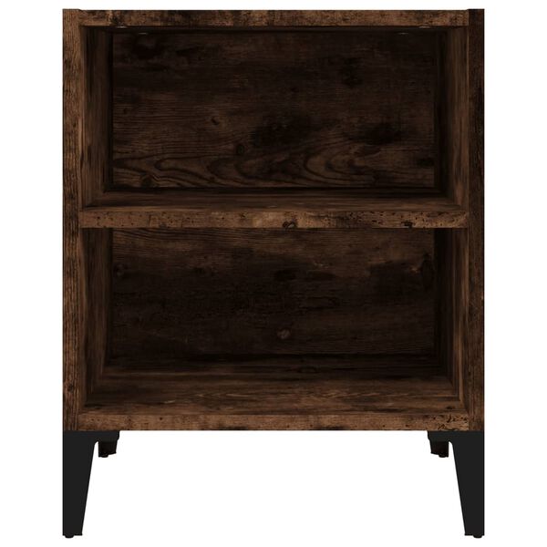 vidaXL Κομοδίνο Καπνιστή Δρυς 40 x 30 x 50 εκ. με Μεταλλικά Πόδια