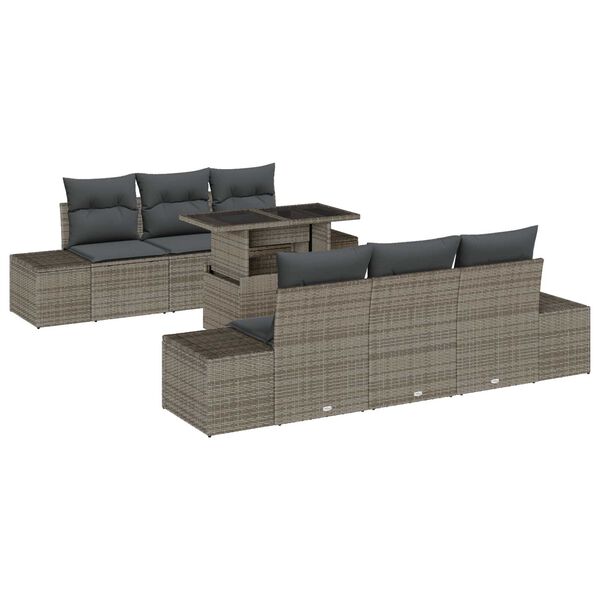 vidaXL Σετ Καναπέ Κήπου με μαξιλάρι 7 pcs Γκρι 100 x 55 x 73 εκ.