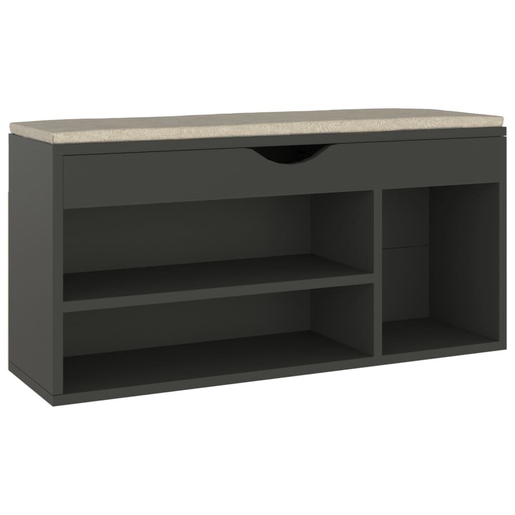 vidaXL Παπουτσοθήκη Γκρι 104 x 30 x 49 εκ. Επεξ. Ξύλο με Μαξιλάρι